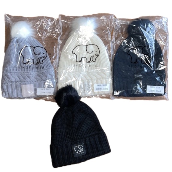 Ivory Ella Pom Pom hat • color: GREY only - Picture 2 of 7